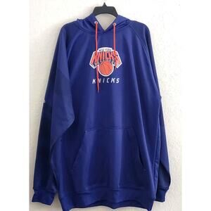 NY Knicks-NBA-Majestic-Pullover Hoodie-Blue-Knicks Logo-Hood w/drawstring-2XL-T